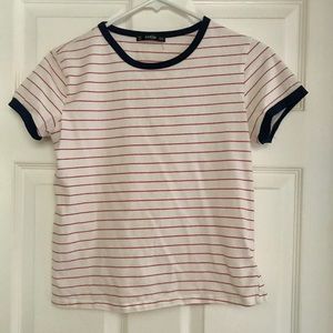 Red Striped Ringer Tee